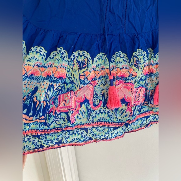 Lilly Pulitzer Bell Sleeve Blue & Pink top Blouse Preppy Women’s Small - Picture 3 of 7